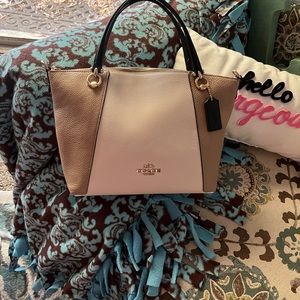 Coach Kacey Satchel In Colorblock- Gold/Chalk.